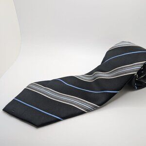 Donald J. Trump Signature Collection Neck Tie Silk Black Blue White Stripes